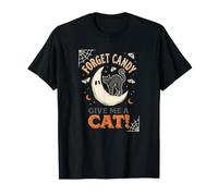 Dimentica Le Caramelle Dammi Un Gatto Moon Ghost Halloween Maglietta