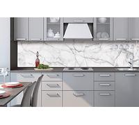 DIMEX Pellicola autoadesiva per parete posteriore della cucina, colore marrone bianco, pellicola adesiva, paraspruzzi per cucina, prodotto in UE, 260 cm x 60 cm