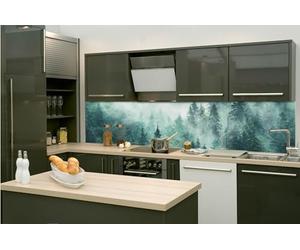 Dimex Pellicola autoadesiva per parete posteriore della cucina, foresta nebbiosa, 260 x 60 cm, pellicola adesiva decorativa, paraspruzzi per cucina