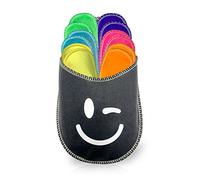 diMio - Set di 6 paia di pantofole in feltro di poliestere di alta qualità in colori vivaci e diverse misure, ideali per la casa, la camera degli ospiti e i B&B, Multicolore, Taglia unica