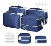 DIMJ Confezione da 4 sacchetti portaoggetti per coperte, a compressione, grande capacità, ultra salvaspazio, auto-compressione, organizzano per biancheria da letto, cuscini, piumini, lenzuola, con