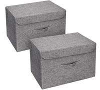 DIMJ Scatole per Armadio - Scatole Portaoggetti Contenitori con Coperchio Pieghevole, Scatola Porta Oggetti con Manici, per Armadio, Scaffali, 2 Pezzi, Grigio Marrone, 38 x 25 x 25 cm