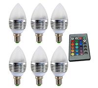 Dimmable E14 4W LED RGB LED Candle Lamp Candelabra Candlestick RGB Spot Light Bulb AC 85-265V (6PCS) Equivalent