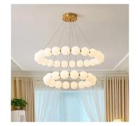Dimmable Pearl Necklace Ring Chandelier, LED Acrylic Bubble Semiflush Mount Light For Living Room Dining Room