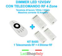 DIMMER LED Varialuce 12V 24V 12A Telecomando radio 1-4 Zone Strisce LED Faretti [EEK: A]