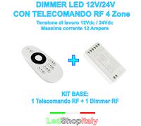 DIMMER LED Varialuce 12V 24V 12A Telecomando radio 1-4 Zone Strisce LED Faretti [EEK: A]