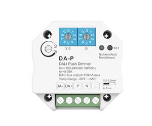 Dimmer Push DALI Master Compatto DA-P, Alimentatore Bus 16VDC 100mA Integrato, Input 220V, Centralina per Driver e Ballast DALI2, Controllo con Pulsante Memoria, Unidirezionale e Broadcast