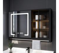 Dimmerabile LED Antifog Bagno Specchio Cabinet con Storage Moderno Alluminio Medicina Cabinet 80x75x12cm Elegante Specchio di Vanità Funzionale per la Decorazione Domestica