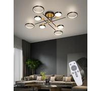 Dimmerabile plafoniera lampadario soggiorno plafoniera led soffitto moderna soggiorno lampadario plafoniera led con telecomando Cucina lamp Camera da letto lamp Nero plaffoniera oro (Nero, L126)