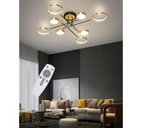 Dimmerabile plafoniera lampadario soggiorno plafoniera led soffitto moderna soggiorno lampadario plafoniera led con telecomando Cucina lamp Camera da letto lamp Nero plaffoniera oro (Dorato, L126)