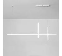 Dimming LED Linear Chandelier Slender Tube Pendant Lighting Black Metal Iron Nordic White Long Strip Ceiling Hanging Lamp for Dining Room Kitchen Island Restaurant Li