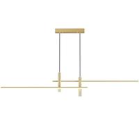 Dimming LED Linear Chandelier Slender Tube Pendant Lighting with Spot Light Gold Long Strip Hanging Lamp Black Ceiling for Dining Room Kitchen Island Living