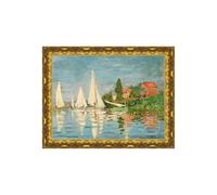 DìMò ART Claude Monet Quadro su Tela con Cornice Oro Classica Regatta at Argenteuil 50x40 cm