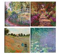 DìMò ART Quadri Classici d'Arte Claude Monet 4 pz 30x30 CM cadauno Stampa su tela Canvas Arredamento Arte Arredo per cucina, camera da letto, soggiorno, salotto, bar, ufficio, ristorante