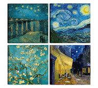 DìMò ART Quadri Moderni Vincent Van Gogh 4 pz 30x30 CM cadauno Stampa su tela Canvas Arredamento Arte Classica Arredo per cucina, camera da letto, soggiorno, salotto, bar, ufficio, ristorante