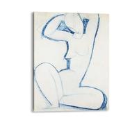 DìMò ART Quadro stampa su tela con telaio in legno Amedeo Modigliani Blue Caryatid II misura 70x50 CM (27,56x19,68 inches)
