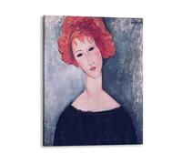 DìMò ART Quadro stampa su tela con telaio in legno Amedeo Modigliani Red Head misura 70x50 CM (27,56x19,68 inches)
