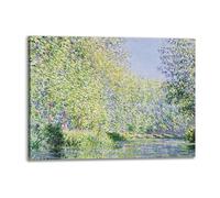 DìMò ART Quadro stampa su tela con telaio in legno Claude Monet Bend in the Epte River near Giverny misura 80x60 CM (31,49x23,68 inches)