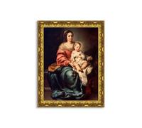 DìMò ART Quadro su tela con Cornice Oro Classica Bartolomé Esteban Murillo Madonna del Rosario misura misura 110x85 cm