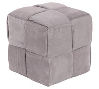 Dimo Pouf Brady in Velluto a Coste Intrecciato, Grigio Chiaro
