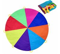 Dimoxii Gioco Paracadute Arcobaleno 8 Maniglie per Bambini Arcobaleno di Stoffa Oscillante con Un Diametro di 2M Giocattolo Paracadute Paracadute Colorato