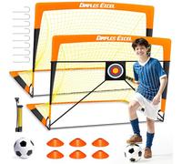 Dimples Excel Porta da Calcio Pieghevole - 2 Porta Arancione Nero 120x90cm | Con Pallone, Bersaglio, Pompa e Coni | Perfetta per Bambini, Allenamento e Regalo