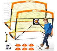 Dimples Excel Porta da Calcio Pieghevole - 2 Porta Arancione Nero 152x110cm | Con Pallone, Bersaglio, Pompa e Coni | Perfetta per Bambini, Allenamento e Regalo