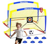 Dimples Excel Set Porte da Calcio Pieghevoli con Bersagli, Pallone, Pompa e Coni - 5x3.6 FT RYB Pro