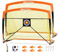 Dimples Excel Set Porte da Calcio Pieghevoli con Bersagli, Pallone, Pompa e Coni - 7x5 FT OB Pro