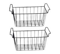 DimyFew 2 Pezzi Cestino Frigorifero Divisorio Organizzatore Congelatore Cestino Impilabile Metallo Manico Pratico Adatto per Cucina Armadio Bagno SOG, 47.5x24.5x20 Cm