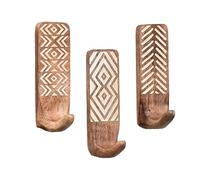 DimyFew 3 Ganci Adesivi Da Parete in Legno Boho Key Ganci Decorativi per Appendere Borse E Chiavi