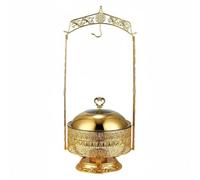 DimyFew Buffet Serving Pan Scaldavivande Chafing Dish Riscaldatore Vassoio Acciaio Inossidabile Dorato 8L Resistente Alla Ruggine Mantenimento Caldo, 8L, Cima Dorata Con Fiori