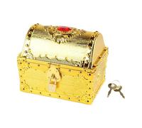 DimyFew Cassaforte Pirata Bambini Grande Salvadanaio Cassapanca Tesoro con Lucchetto Giocattolo Decorazione Vintage Adatta per Collezione Stanza, aureo