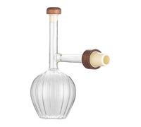 DimyFew Decanter di Vetro Rosso Trasparente con Versatore Rapido Aeratore Portatile per Vino E Contenitore con Elementi in Legno Adatto, a Strisce