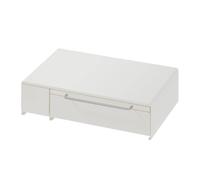 DimyFew Desktop Storage Organizer Organizzatore da Banco Cucina Cassetto Estraibile Ripiano Estensibile Metallo Struttura a, Doppio Cassetto Con Pannello Estensibile E Divisorio, Colore Bianco