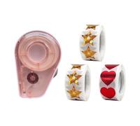 DimyFew Distributore Manuale di Adesivi per per Bambini, Semplice Regalo per Insegnanti, con 3 Rotoli di Adesivi per L'aula Scolastica, Rosa