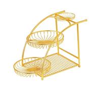 DimyFew Fruttiera a 3 Livelli, Centrotavola Decorativo, Portafrutta, Organizer Da Banco per Cucina E Casa, Oro