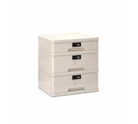 DimyFew Mini Cassaforte da Tavolo Multifunzione Cassettiera Portadocumenti Chiudibile Grande Capacità Contenitore Impilabile Serratura per Studenti, Studio, 3 Strati 2 Alti + 1 Basso