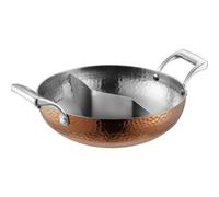 DimyFew Pentola Hot Pot a Due Scomparti Resistente Al Calore Pentola Hot Pot Facile da Pulire per Amanti Della Cucina Asiatica, Famiglie, Copper, 32CM B