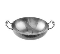 DimyFew Pentola Hot Pot a Due Scomparti Resistente Al Calore Pentola Hot Pot Facile da Pulire per Amanti Della Cucina Asiatica, Famiglie, Silver, 28CM C