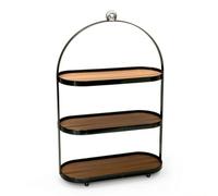 DimyFew Scaffale da Tavolo con Ruote Multi Livello Organizzatore con Ripiani Effetto Legno Moderno Scaffale da Scrivania più Ripiani per Bagno, Nuovo Stile Cinese, Elegante, A Tre Strati, Nero-noce