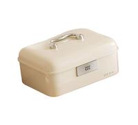 DimyFew Scatola Portaoggetti Resistente E Chiudibile a Chiave, Organizer Portatile con Chiusura a Chiave per Documenti Personali E Oggetti Importanti, Adatta, Bianco Crema