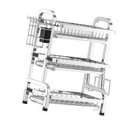 DimyFew Scolapiatti Stendino a Due Piani con Porta Posate Porta Piatti E Supporto per Tagliere Robusto E Antiruggine Adatto per Asciugare Tutte Le Stoviglie, 43 Cm X 23.5 Cm X