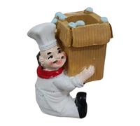 DimyFew Statuetta Creativa in Resina a Forma di Chef con Porta Stuzzicadenti E Dispenser, Decorativa E Pratica, Unica Decorazione Da Tavolo per Cucine, Ristor, Cachi
