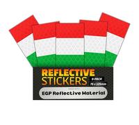 DIN EN 12899/ASTM D4956 - Adesivo riflettente EGP da, impermeabile, per moto, per bambini, autoadesivo, per camion, auto, 75 x 125 mm, set da 5