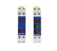 Din Rail 18mm Voltage Current HZ Meter AC 80-500V 110V 220V 380V 100A Modular Voltmeter Ammeter LED Indicator Digital Volt Tester with CT (V+A)