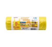 Dinamic Sacchetti per rifiuti - profumati e con Lacci - 75 x 80 cm - 70 lt - Giallo Trasparente - 15 unità