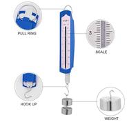 Dinamometro Didattico Blu 11 Pezzi Due Scale per Scuola | Plastica e Metallo, Uso Domestico e Campo, 10 Ganci Inclusi, Letture Accurate