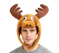 Dinchaakuarry Oversized 3D Elk Cap Soft Faux Warm Novelty Festival Hood