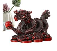 Dinchaakuarry Statua di drago fenng shuui - Ornamento a cornucopia con zodiacale, statuetta portafortuna, decorazione in stile cinese per la prosperità, scultura porta tesoro dorata | Elegante ba